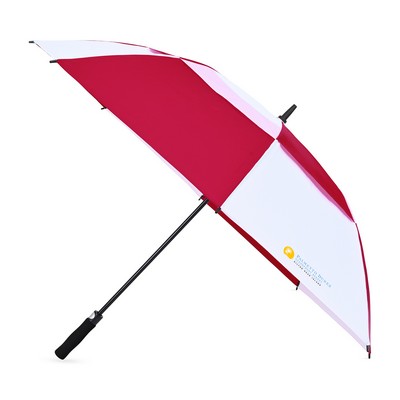 Elements 60" Recycled rPET Auto Open Dual Canopy Golf Umbrella - Red-White